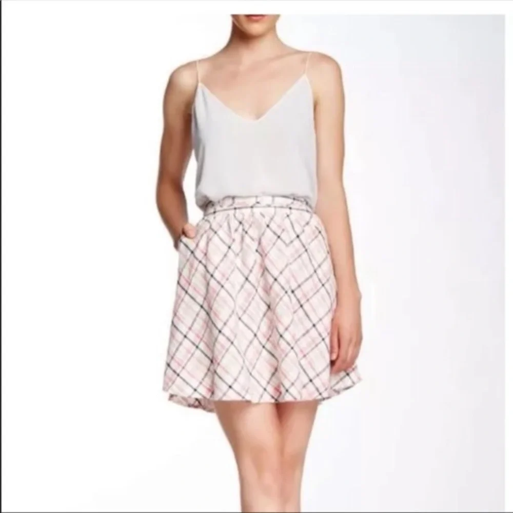 Joie Kaylea Plaid Linen‎ Skater Skirt NWT